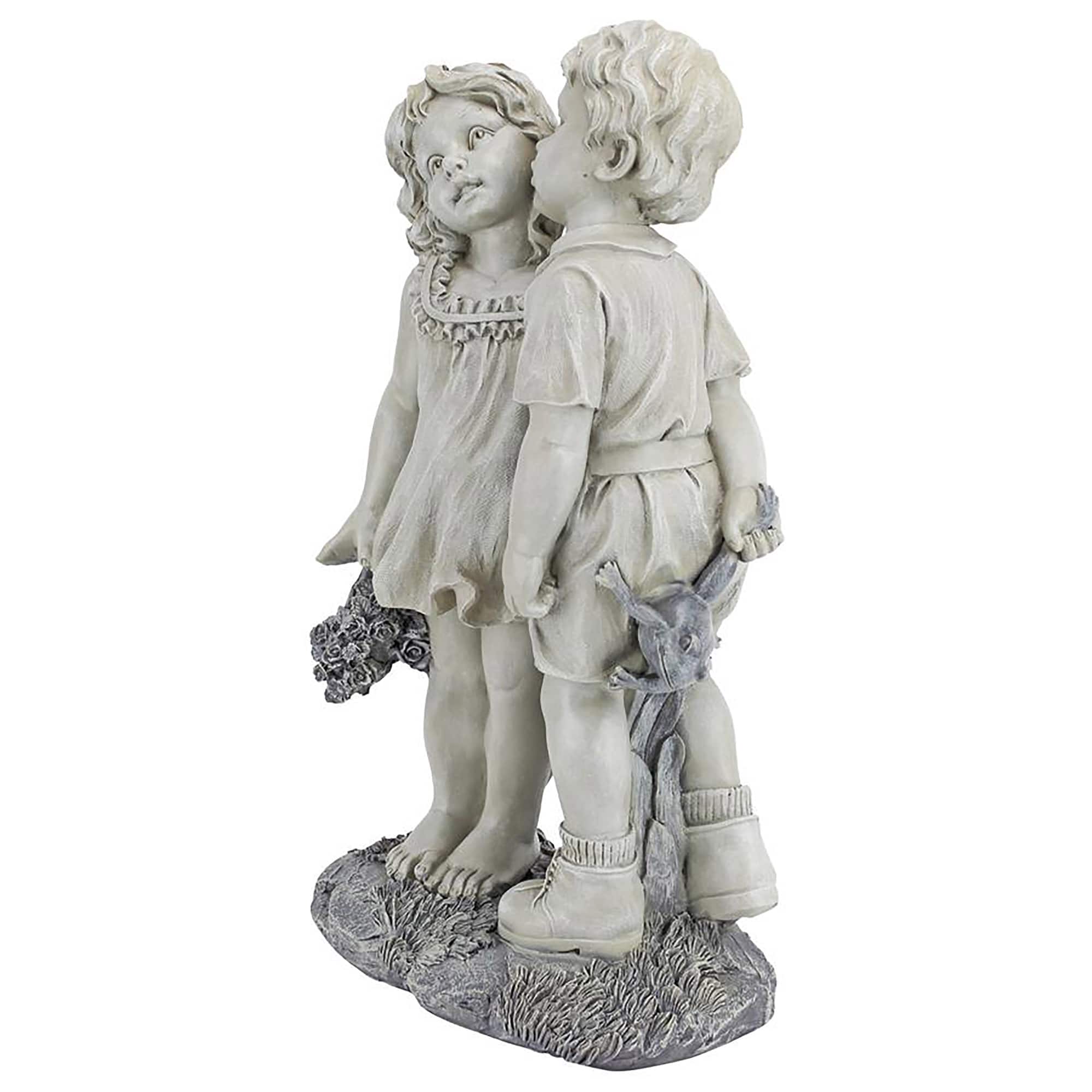 Design Toscano® 22" Young Sweethearts Kissing Children Garden Statue